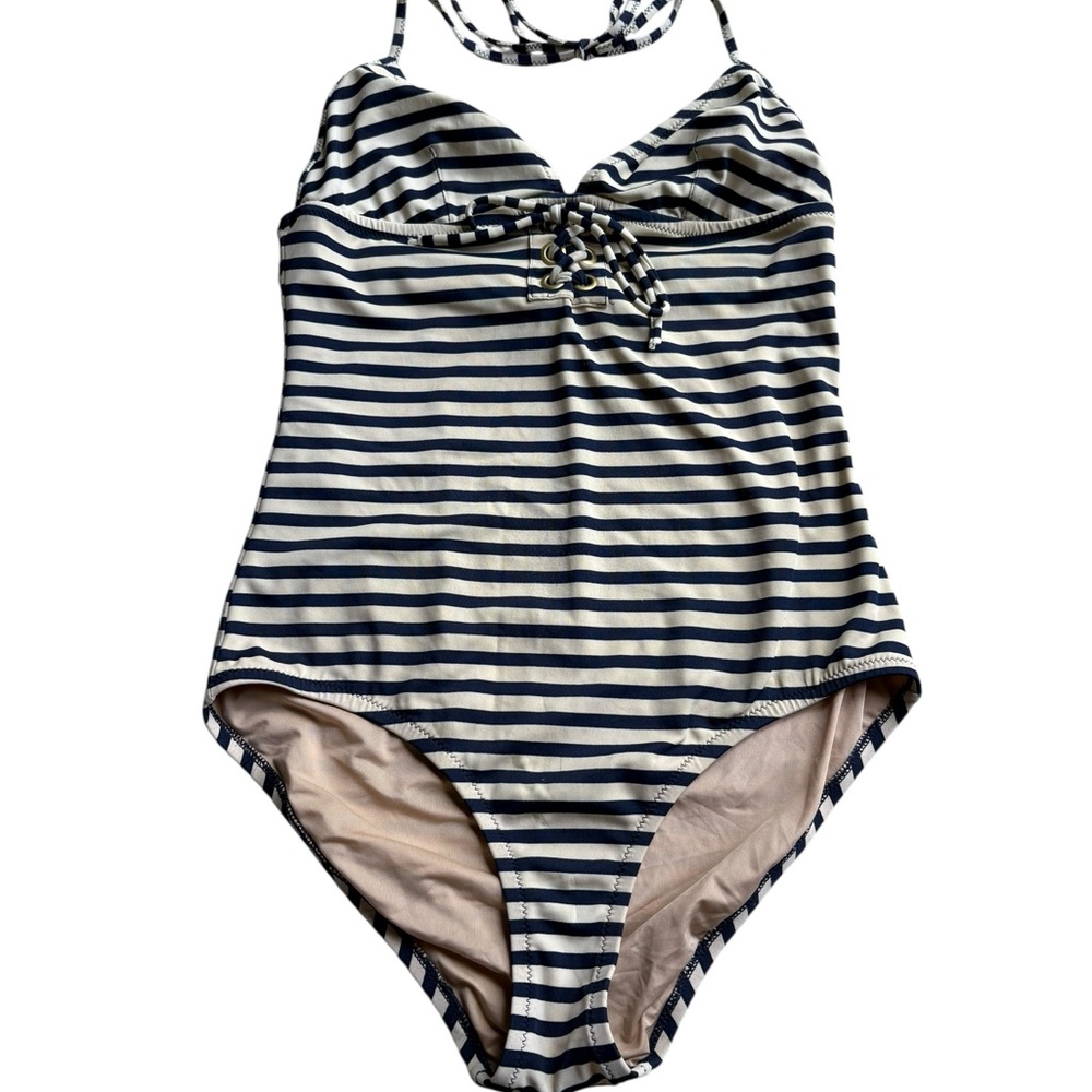 J. Crew Blue and cream One Piece Swimwear